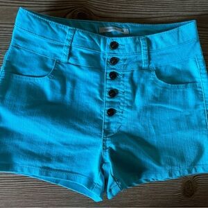 Canyon River Blues Turquoise High-Waisted Shorts